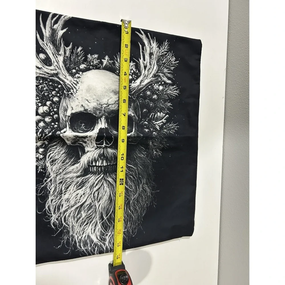 Santa Skull Pillowcase forest spirit pagan aesthetic black white tattoo festive